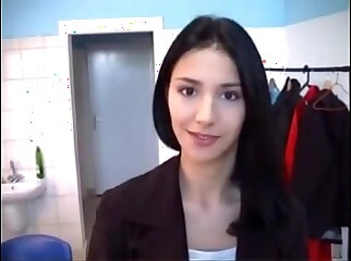 Hot cute brunette blowjob CUMSHOT ON FACE