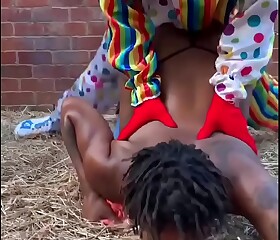Gibby The Clown fucks ebony in a barn