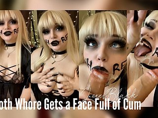 Goth fahişesi cum dolu bir yüz alır (önizleme)