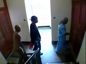 Three blacks fucking a mart