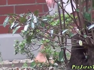 азиатская красотка писает себе
