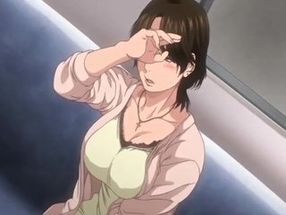 Busty جاپانی hentai ماں، شہوت انگیز پر gangbanged